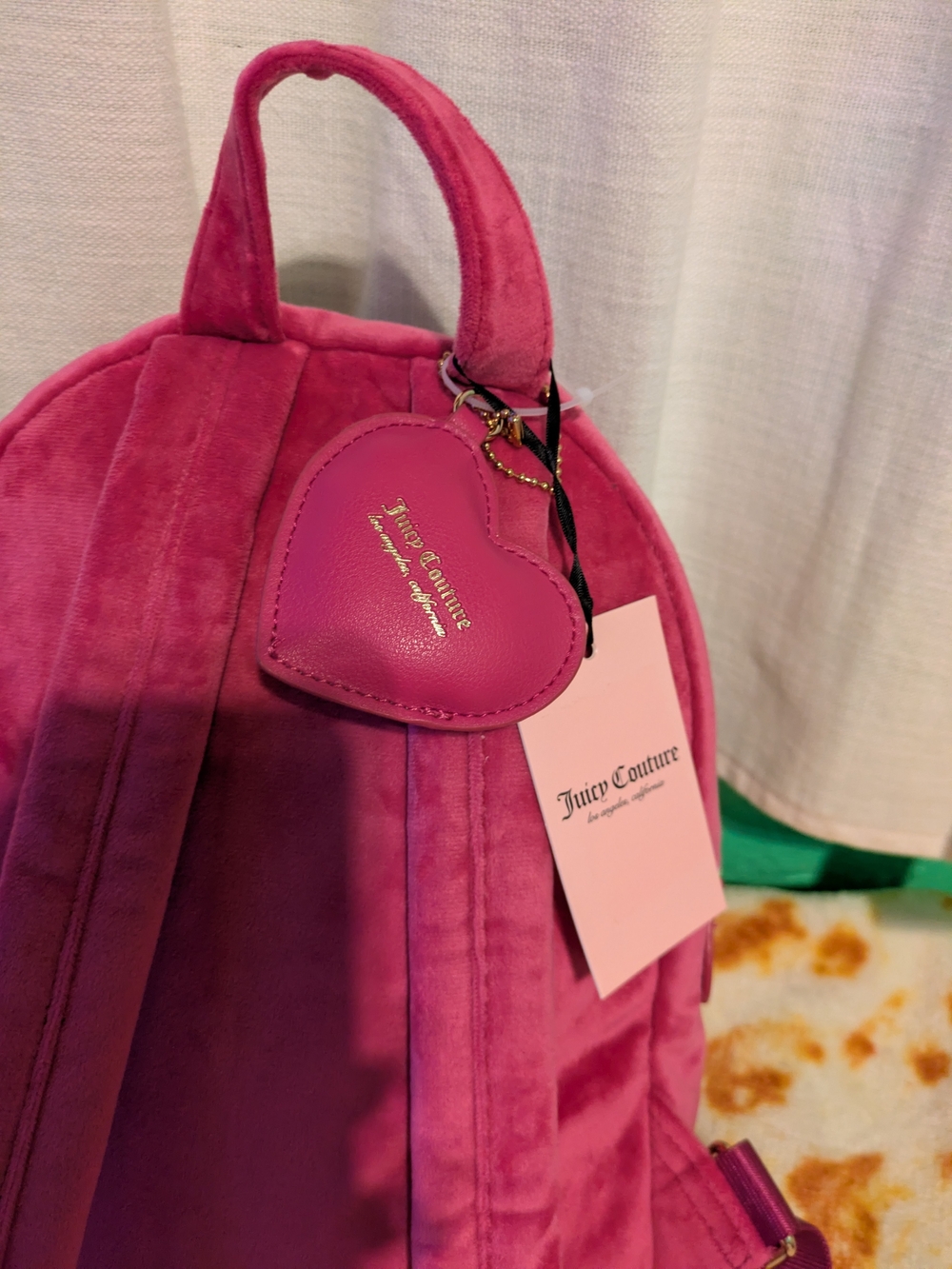 Juicy Couture Raspberry Tart Velvet Rhinestone Logo Small Backpack - Picture 6 of 14